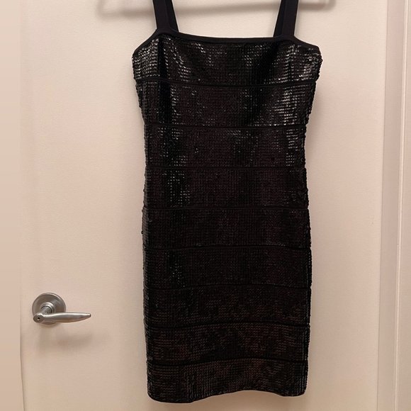 BCBG MAXAZRIA Nadine Sequin BLACK Cocktail Dress - Picture 4 of 5